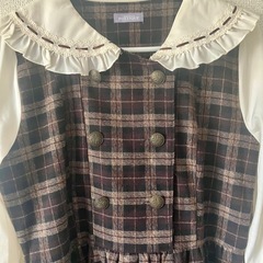 axes femme　フリル付き襟のチェック柄ワンピースの画像