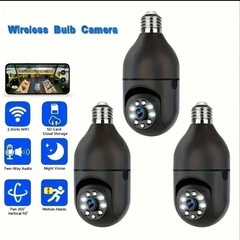防犯カメラ ホームホームセキュリティ 電球型防犯カメラ Wi-Fi 360°見守の画像
