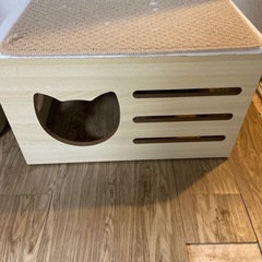 猫用　木製キャットハウス　白木　2個セット　ユーズド品の画像