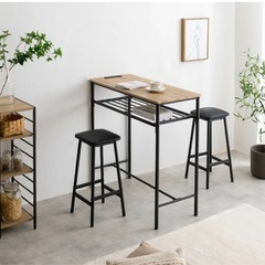 カウンターテーブルチェアー付き　3点セット新品