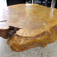 こぶ テーブル 瘤杢 天然 木製台 幅90×75cm 【足交換品格安】花台 和室 札幌市北区屯田の画像