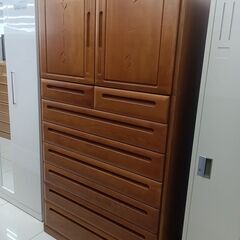 ★ジモティ割あり★  収納タンス ナチュラルブラウン H194×...