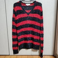 Blue Van Trip 赤黒ストライプVネックセーター ニッ...