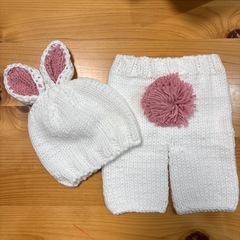 【美品】うさぎ耳　赤ちゃん　ニューボーンフォト