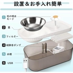 ペット用自動給水器 ホワイト 猫 中小型犬用 3L大容量高性能フィルター付きの画像