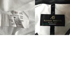美品★Alfredo Beretta【アルフレッドベレッタ 】 長袖シャツ メンズ【L程度/白×黒/white×black】形態安定加工/ボタンダウン/Tops◆BJ022-dの画像