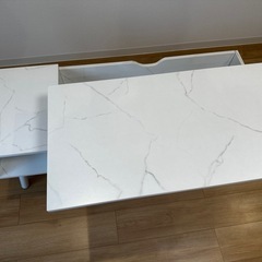 リフトアップ テーブル ホワイト 大理石 マーブルの画像