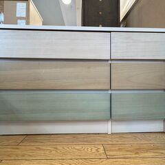 大川家具　３段ローチェスト【トレファク桶川店】の画像