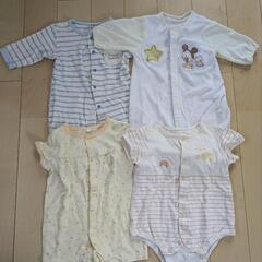 【50-60サイズ/美品】半袖ロンパース2枚＆薄手長袖ロンパース2枚
