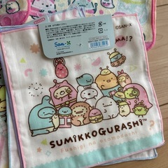 すみっコぐらし巾着袋 2つ＆ハンカチ6枚セット＆ミニガーゼハンカチ6枚セットの画像