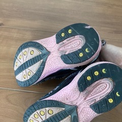 瞬足　シューズ　スニーカー 黒/ピンク ドット柄　16.5の画像