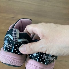 瞬足　シューズ　スニーカー 黒/ピンク ドット柄　16.5の画像