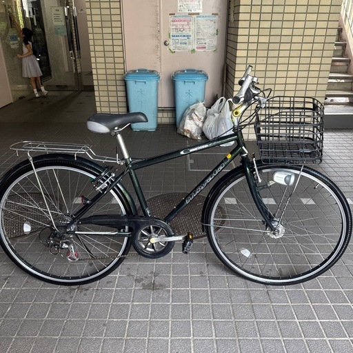 大人用自転車27インチ、6段ギア、オートライト、鍵付き