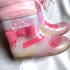 a.v.v bout de chou ピンク　リボン付き 長靴17cmの画像