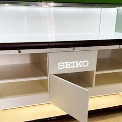 時計店より (美品！)　光沢ホワイトウッドのショーケース　SEIKO電飾　LEDライト内臓 ■O-440の画像