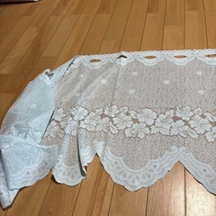 ブルーのカフェカーテン50×150cmの画像