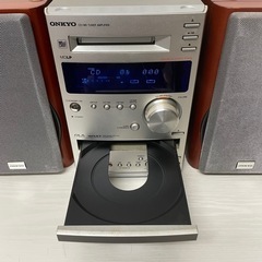 f●■ ONKYO 小型CD/MDコンポ TUNER AMPLIFIER FR-155AX / D-02AX スピーカー【FR-155AX,D-02AX】通電確認のみの画像
