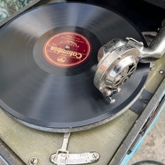 当時物 Columbia コロンビア 蓄音機 グラファノーラ Viva-tonal Grafonola No.212 アンティーク 回転動作•音出し確認済 サビなし針付き 中古品 ④の画像