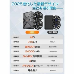 42V❣️ファンバッテリーセット 省エネ PSE認証済み 作業服 熱中症対策