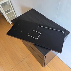 未使用訳あり スクエアキャビネット デスク 幅71 リビング ブラック PC スクエア キャビネット 扉 ソコンデスク 木製 プリンターの画像