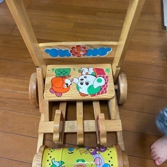 昭和レトロ　木製 ベビー 手押し車