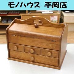 レトロデザイン 木製裁縫箱 幅36×奥行24.5×高さ29.5c...