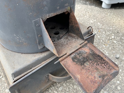 ヴィンテージ 朝日鋼材工業 山下式 籾殻ストーブ 金属製 石炭 ストーブ