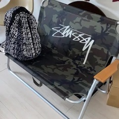 ステューシー　コールマン outdoor　old stussy Coleman 別注 パイプチェア　カモフラ アウトドア ビーチ 砂浜 ビキニ　海ガール 山ガールの画像