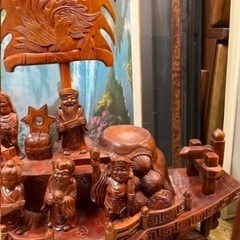 木彫りの七福神 置物 オブジェ 工芸品 彫刻の画像