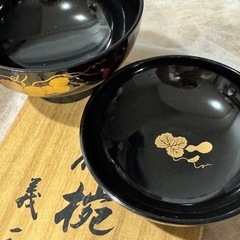 義三作会津椀５脚セット桐箱入りの画像