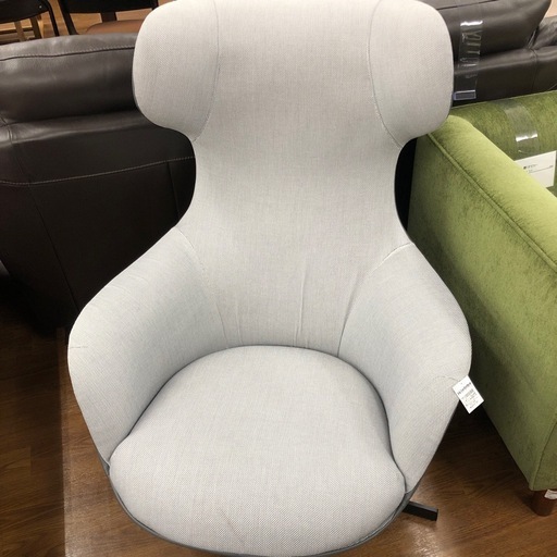 相合家具　1人掛けソファー　オットマン付き　ライトグレー　【トレファク　川越店】