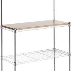 木製カウンター付き3段金属製収納ラック