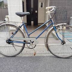 【中古】ミヤタ　レトロ　軽快車　ブルー　変速なし　26型