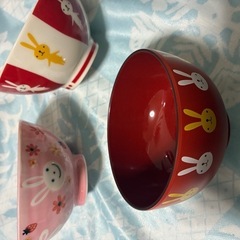 お茶碗 うさぎ3つで300円 