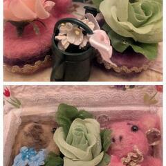 No.④可愛い💖羊毛フェルトセット電池で動く子犬（籠付き）の画像
