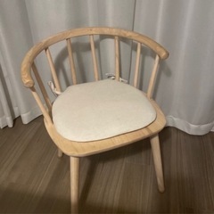 天然木　ダイニングチェア二脚セット　無塗装