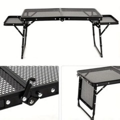 新品 アウトドア サイドテーブル付き 折りたたみ式メッシュテーブル キャンプ アウトドア BBQ  (中)の画像