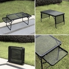 新品 アウトドア サイドテーブル付き 折りたたみ式メッシュテーブル キャンプ アウトドア BBQ  (中)の画像