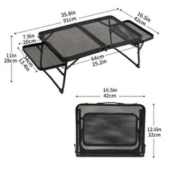 新品 アウトドア サイドテーブル付き 折りたたみ式メッシュテーブル キャンプ アウトドア BBQ  (中)の画像