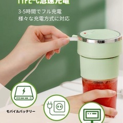 ジューサー ミキサー 小型 350ml 野菜 果物 離乳食 TYPE-C 充電式の画像