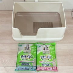 デオトイレ快適ワイド本体／デオトイレ用消臭・抗菌サンド3.8L2袋