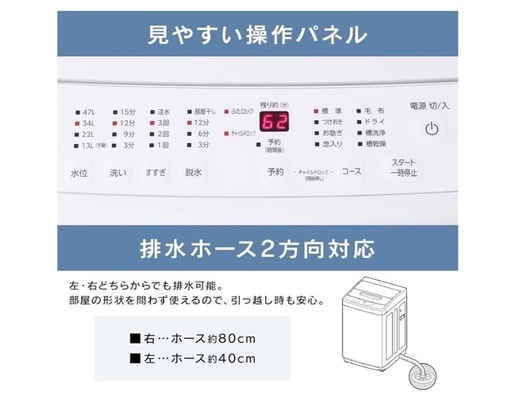 美品】アイリスオーヤマ 洗濯機 IAW-T504-B 5kg ブラック（使用1回のみ 