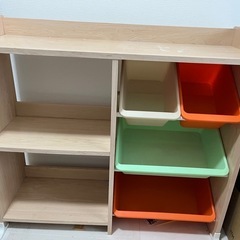 おもちゃ箱 天板・本棚付き キャロット トイハウスラックの画像