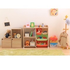 おもちゃ箱 天板・本棚付き キャロット トイハウスラックの画像