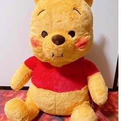 値下げ　くまのプーさん ほっぺぷっくりぬいぐるみ 大の画像