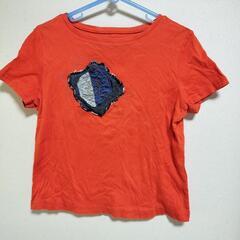 オレンジ色のショート丈Tシャツ S〜Мサイズ位