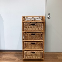 ラタンチェスト4段 【町田市再生家具】　250894