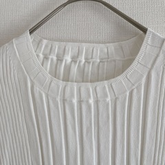 美品【ROPE】ピンク 、ホワイトプリーツ ノースリーブサマーニット丈長め　　の画像