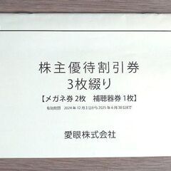値下げしました！眼鏡の愛眼株主優待券---メガネ30％引き優待券