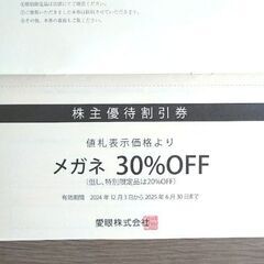 値下げしました！眼鏡の愛眼株主優待券---メガネ30％引き優待券の画像